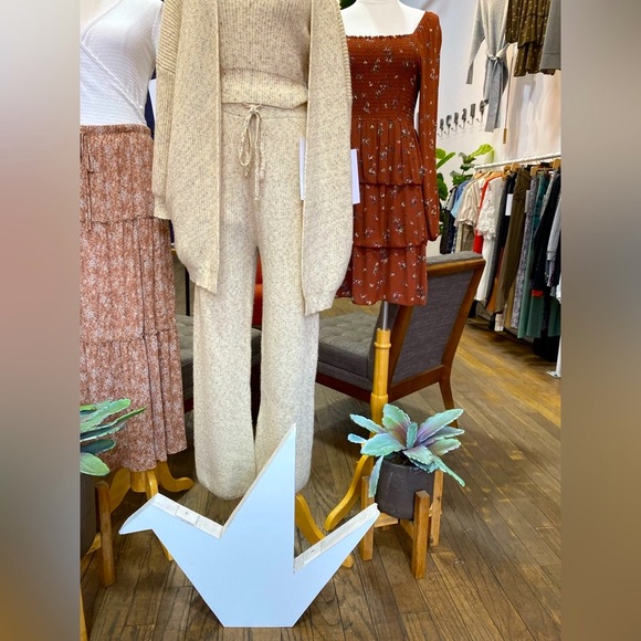 Paper crane mixed yarn drawstring pants - Picture 6 of 7